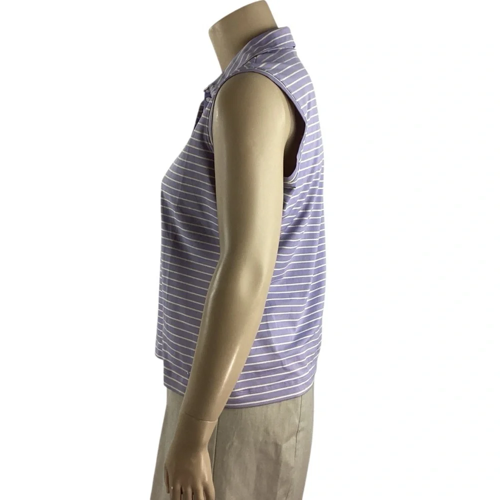 Nike Golf Purple Striped Sleeveless Polo Top XL